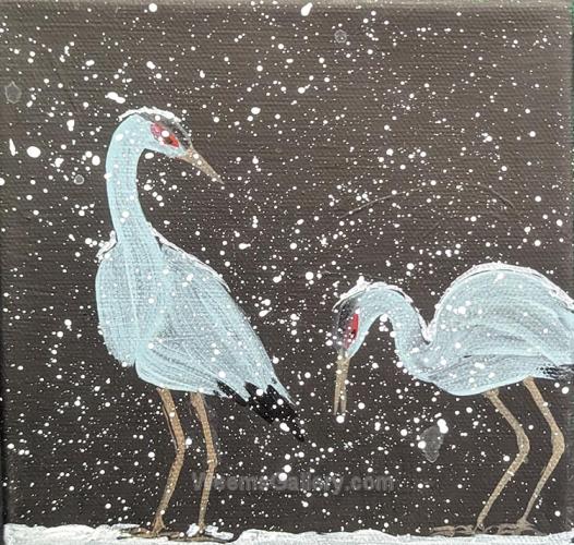 Cranes in Snow by Pat Marsello